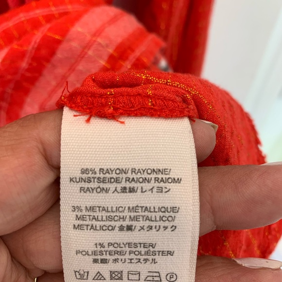 Free People red long sleeve flowy top. Size XS - Picture 5 of 5